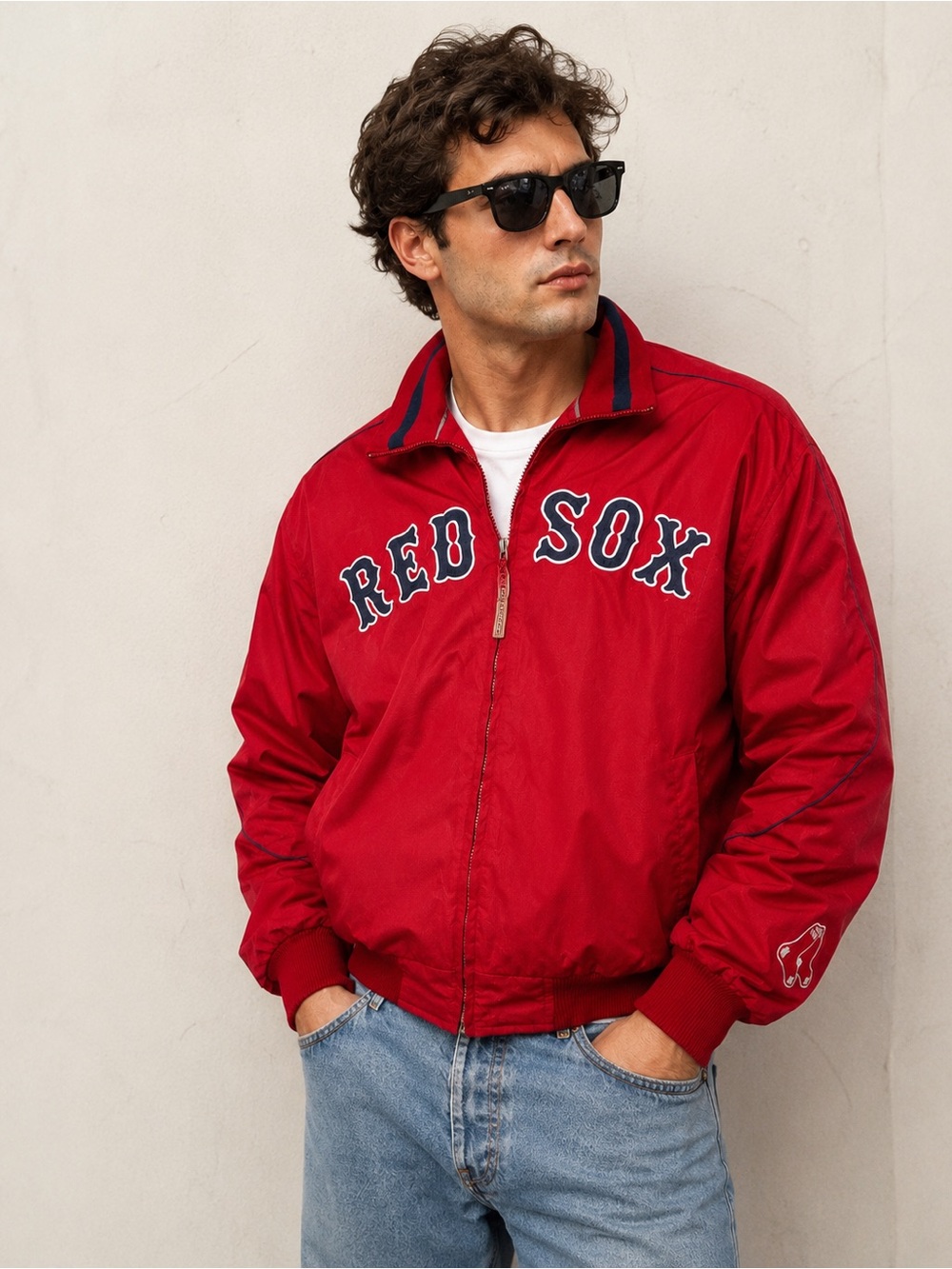 Majestic Boston Red Sox Vintage Bomber Jacket MLB Authentic Red
